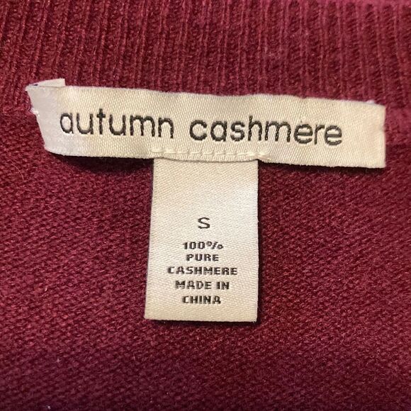 AUTUMN Cashmere Tie Front Sweater in Pinot 100% Cashmere Size Small - Picture 7 of 10